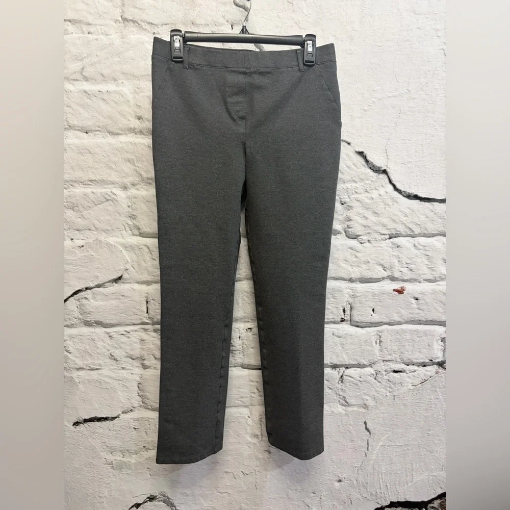 Quince‎ Ultra-Stretch Ponte Straight Leg Pants Charcoal Pull On Elastic Waist